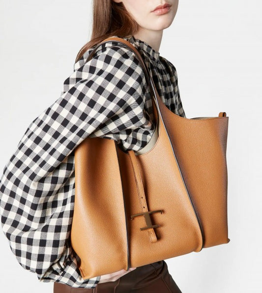 Tods_T_Timeless Premium Quality Leather Bag With Extra Pouch & OG Magnetic Box With Dust Bag (Tan - 446)