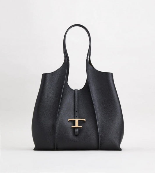Tods_T_Timeless Premium Quality Leather Bag With Extra Pouch & OG Magnetic Box With Dust Bag (Black - 444)
