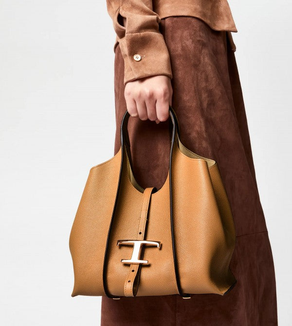Tods_T_Timeless Premium Quality Leather Bag With Extra Pouch & OG Magnetic Box With Dust Bag (Tan - 446)
