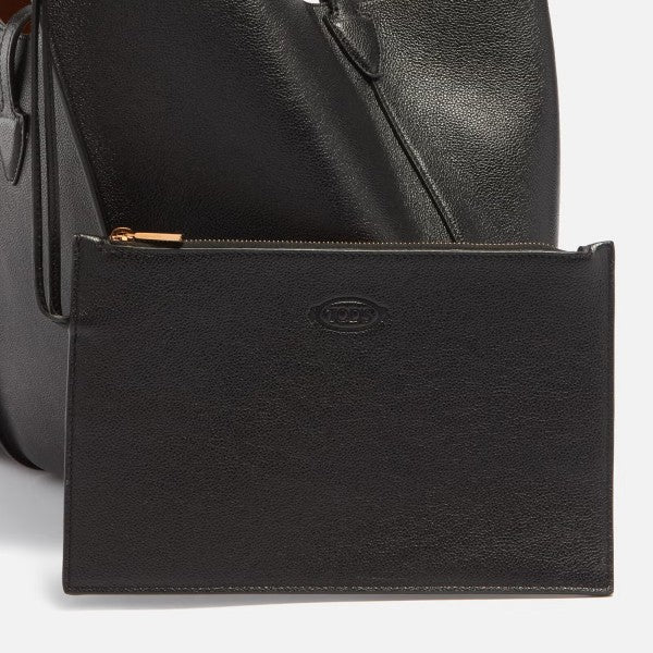 Tods_T_Timeless Premium Quality Leather Bag With Extra Pouch & OG Magnetic Box With Dust Bag (Black - 444)